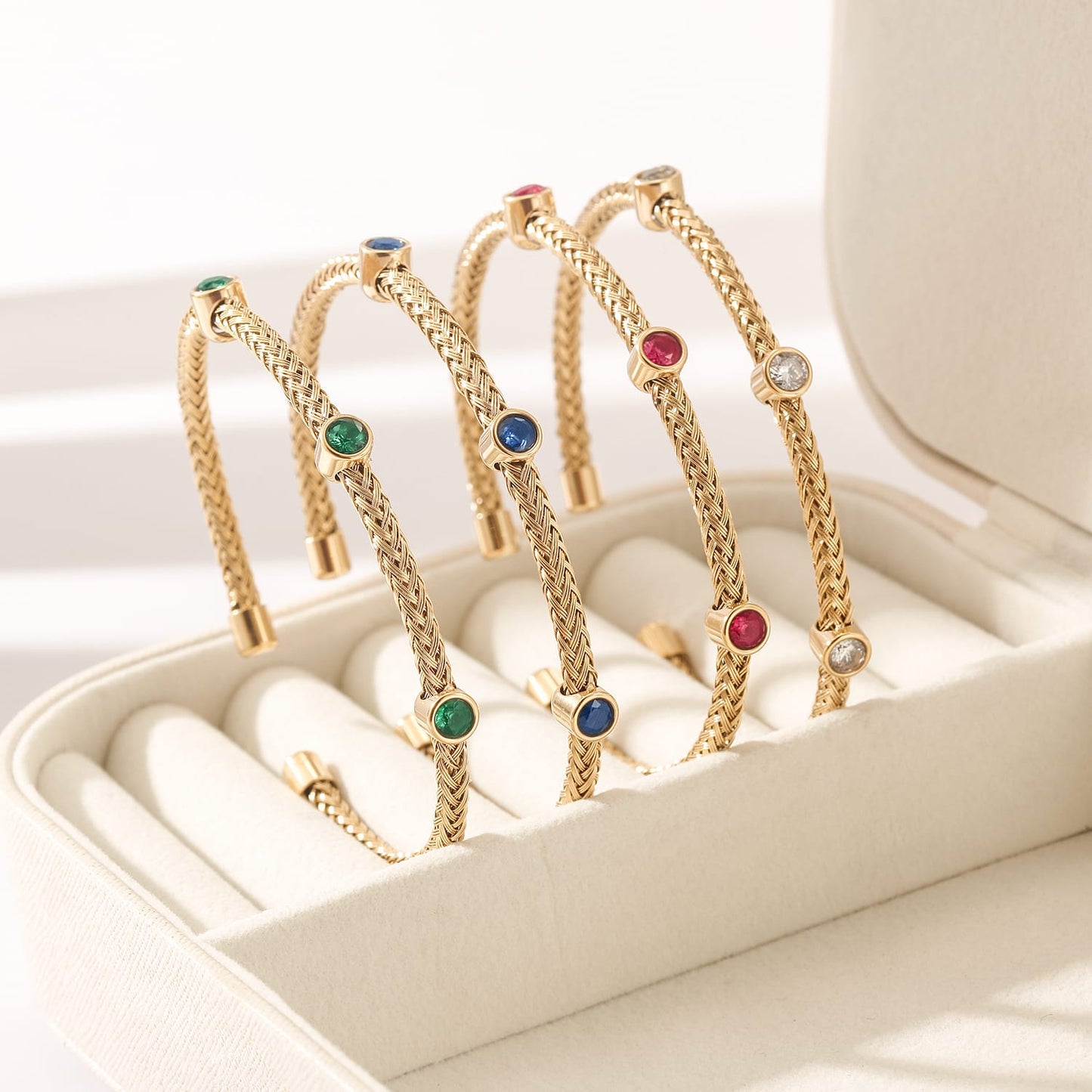 Bangle  Gold Cuff Ribbed Zirconia