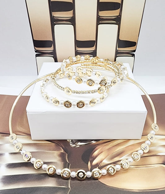 Pearl Necklace Choker Bezel