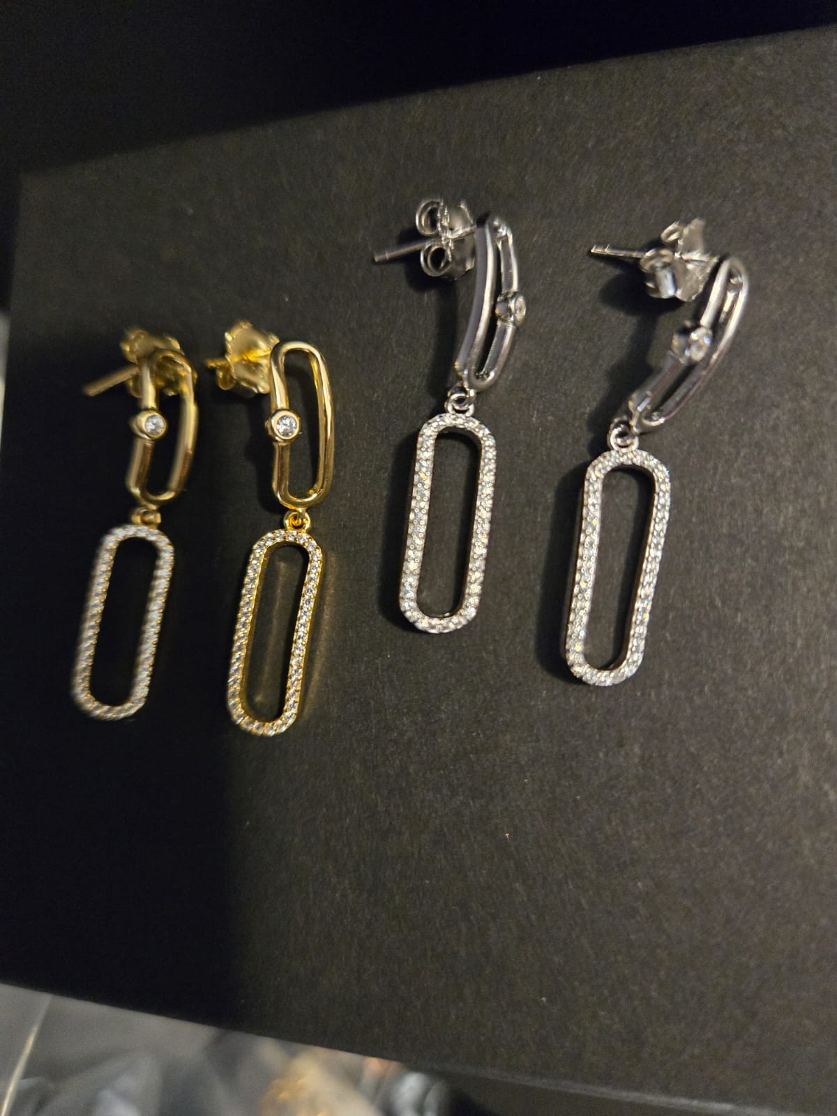 Earrings Double Link Zirconia