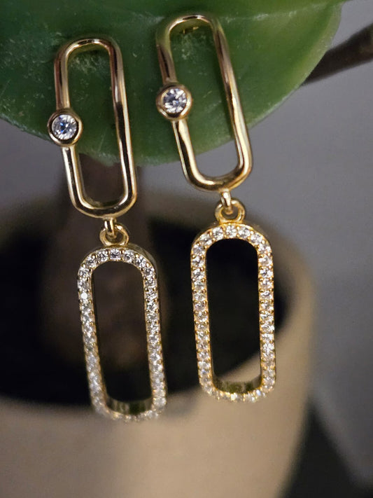 Earrings Double Link Zirconia