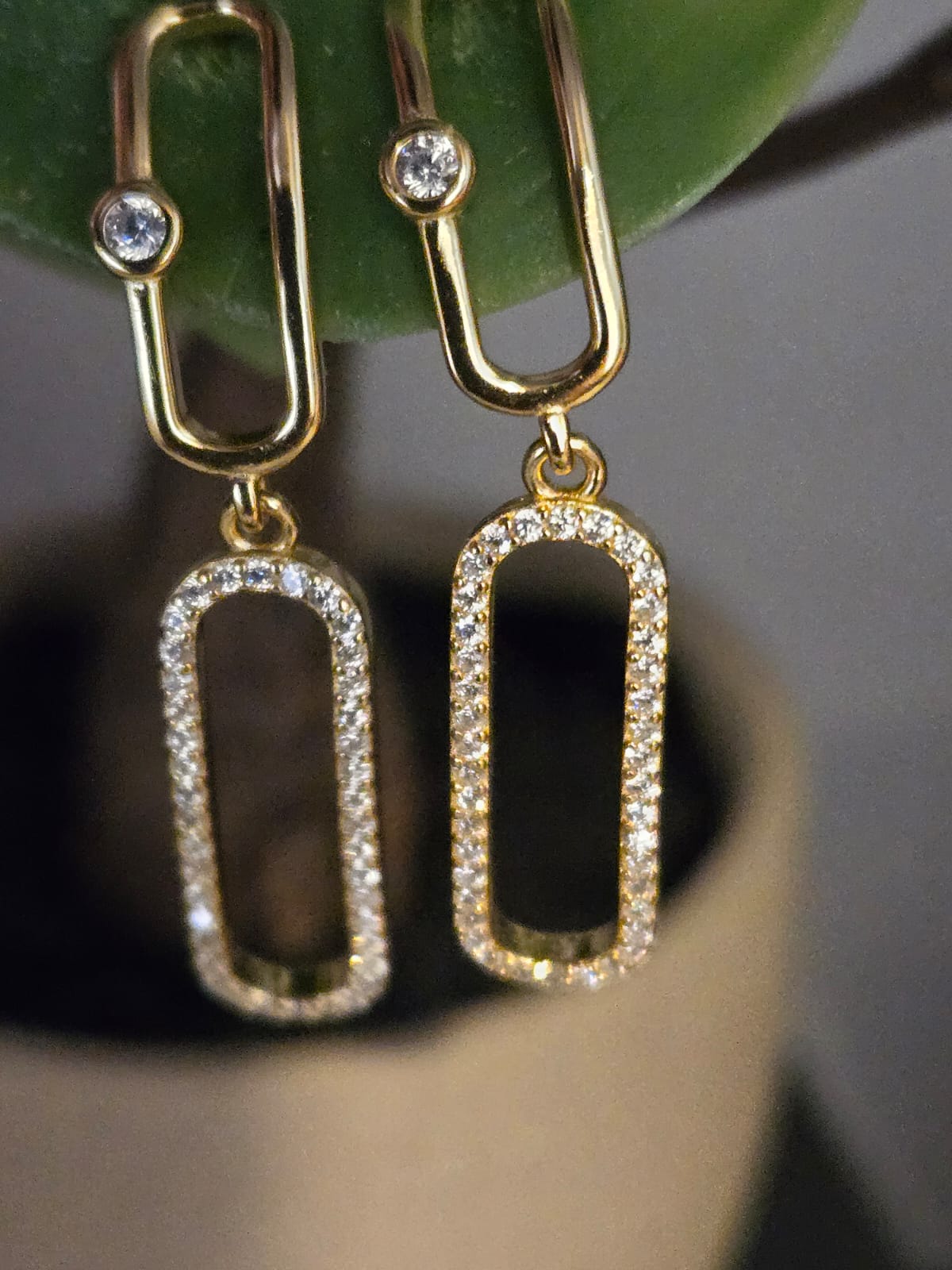 Earrings Double Link Zirconia