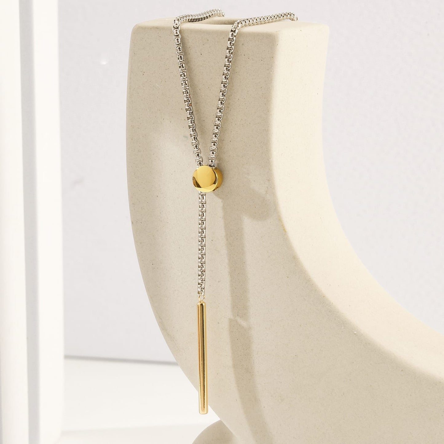 Necklace Drop Cylinder Gold